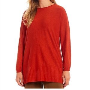 Boat Neck Long Sleeve Knit Oversized Tunic Sweater